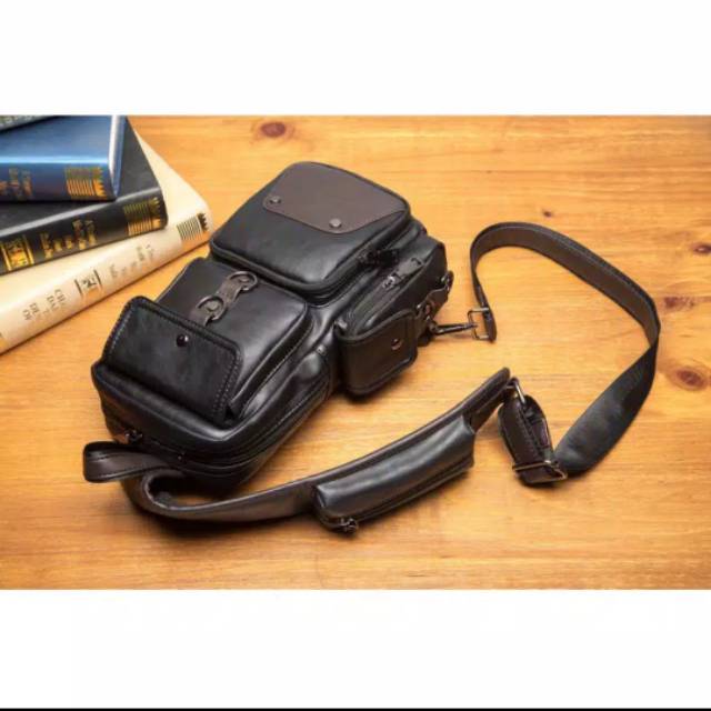Sling bag pria kulit import