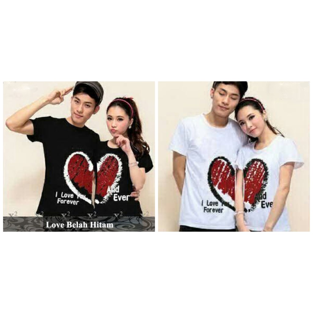 Baju Couple Kaos Pasangan Terbaru Termurah Terkini Keren Bagus Serasi Love Belah