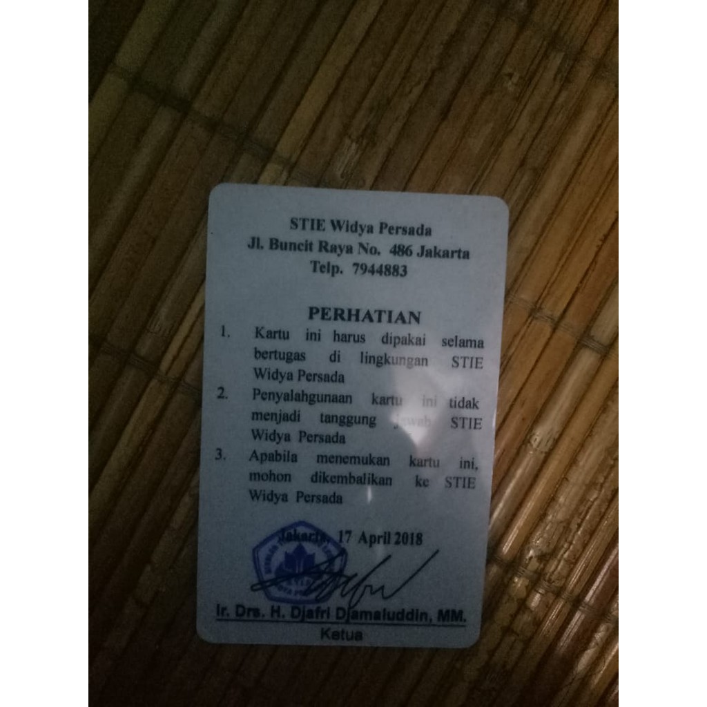 

Cetak Id Card Satuan Custom Bahan ATM