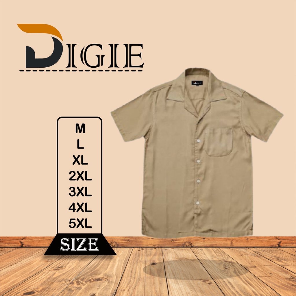 Kemeja Lengan Pendek Pria Mustard