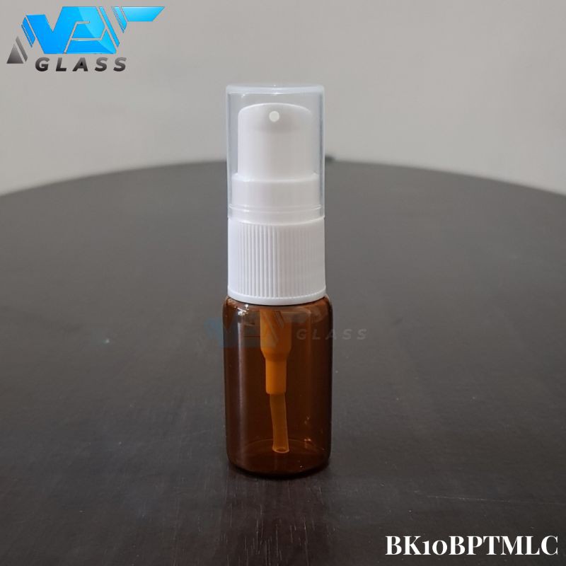 botol pump treatment 10ml kaca coklat / botol kaca 10ml amber tutup pump