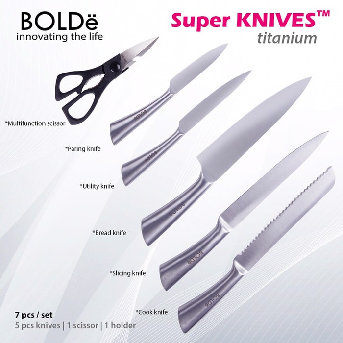 Super Knives Pisau set Full Stainless BOLDe 7 Pcs