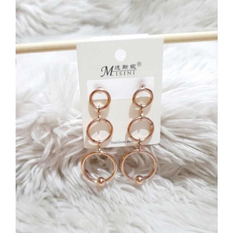 Anting Titanium Premium asli Rosegold earring Stainless Steel anti karat anti alergi Ta-27