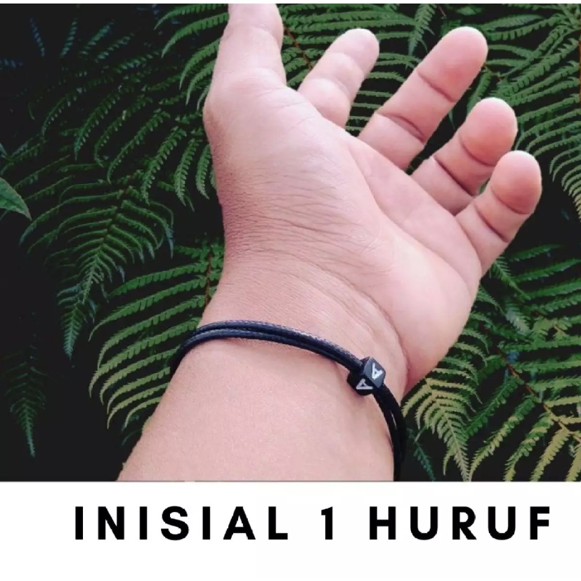 [Bayar di Tempat] Gelang Huruf Pria Wanita Tali Korea Hitam Knot Casual Keren Distro