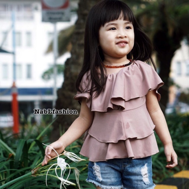 Sabrina layer 3 in 1 untuk anak usia 2-4 tahun nablfashion / sabrina jersey / blouse remple anak