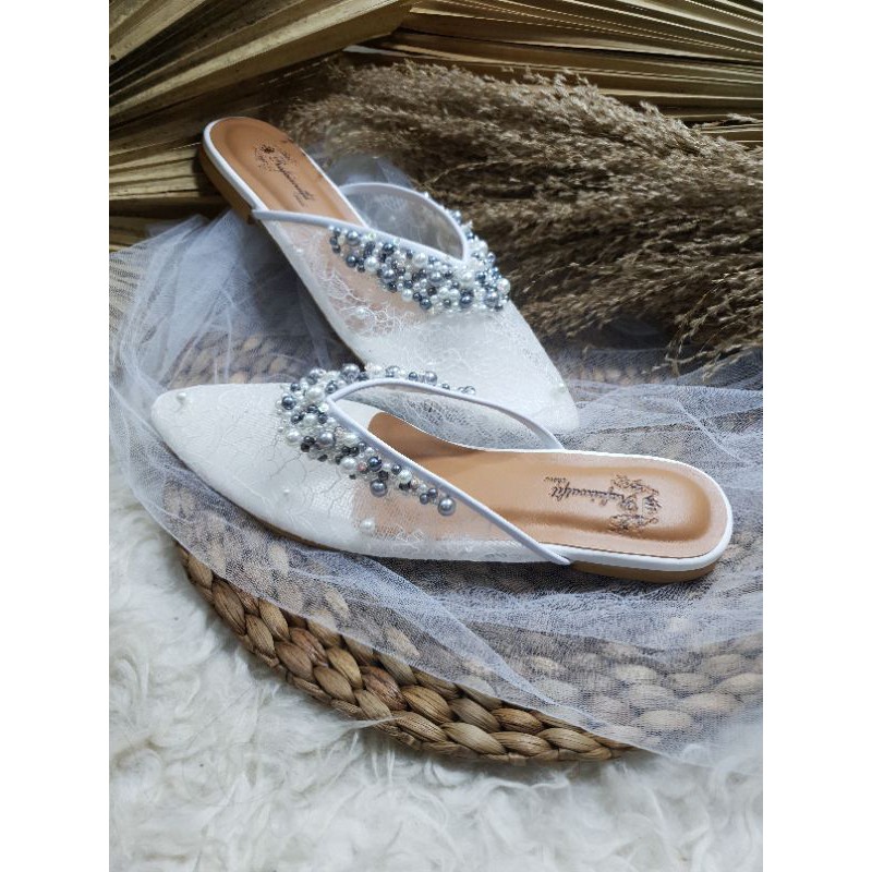 flatshoes Kathy  wedding sandal wedding putih