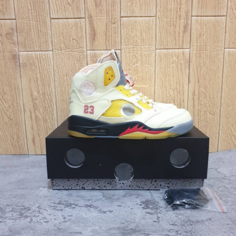 off white jordan 5 sail fire red