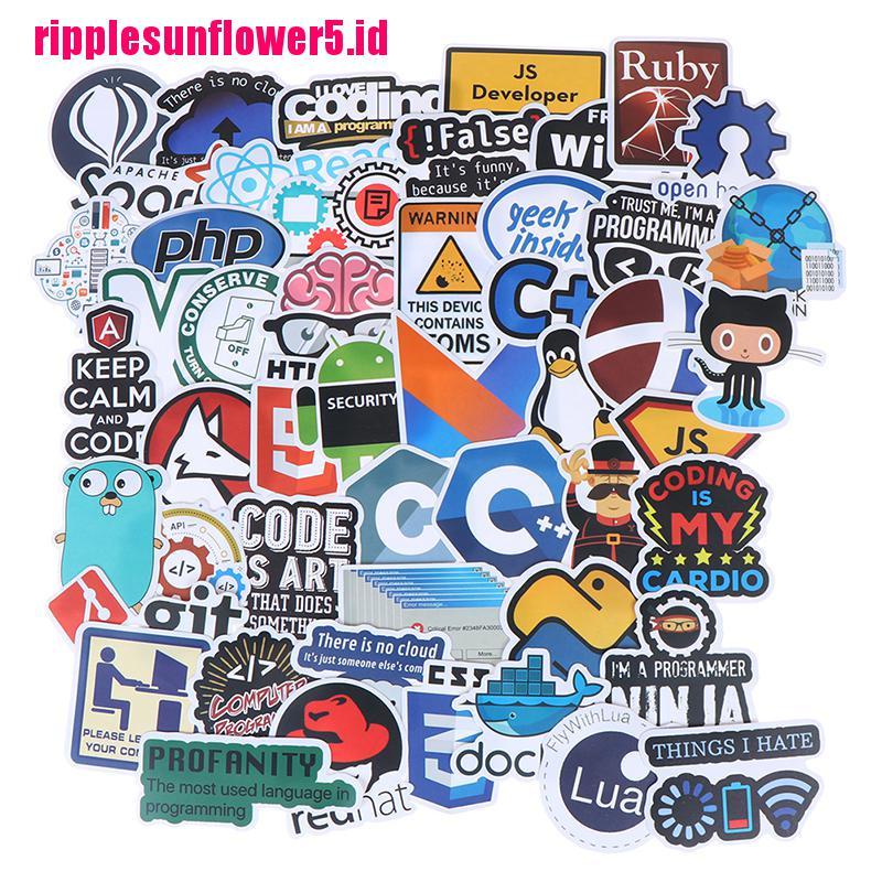 50pcs Stiker Programmer Java Internet Untuk Gitar / Laptop / Koper / Mobil