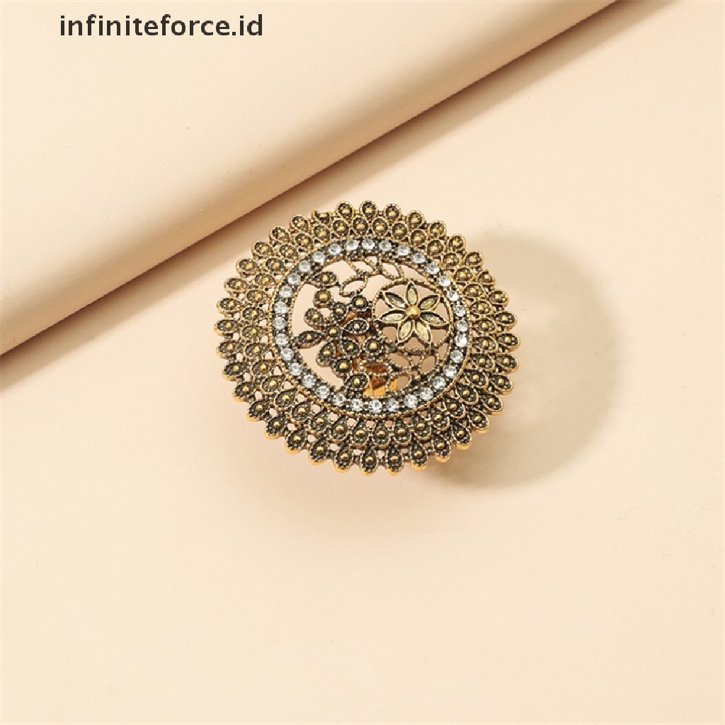 Infiniteforce.id Cincin Lapis Emas Motif Ukir Bunga Gaya Retro Vintage Untuk Wanita