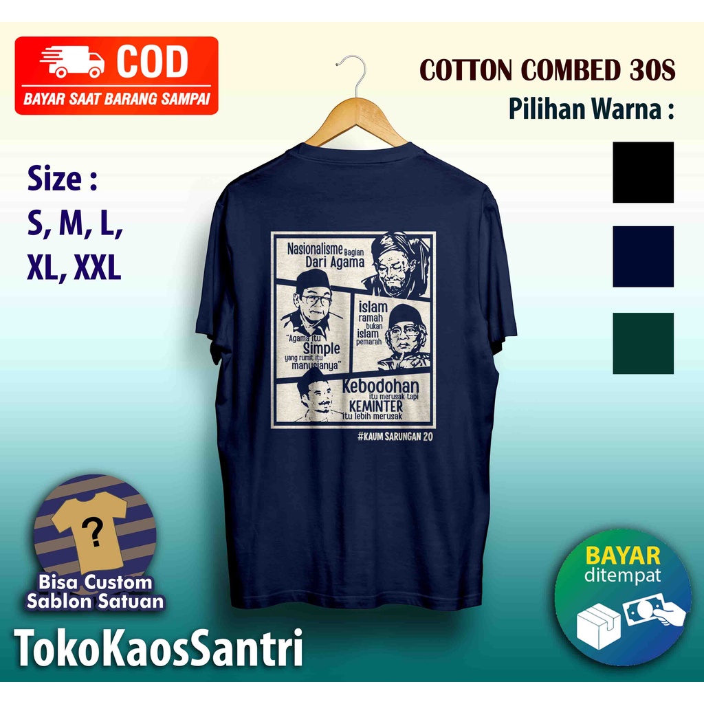 Kaos Santri kaos Dakwah Islami kaum sarungan mbah hasyim gus dur gus mus gus baha Baju Distro Muslim