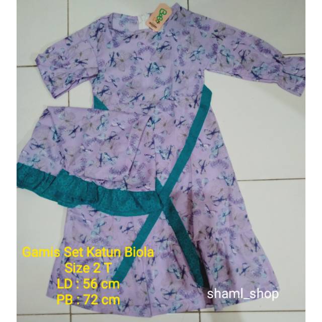 Gamis Set Anak Katun termurah Viola size 2 T (1-2 tahun)