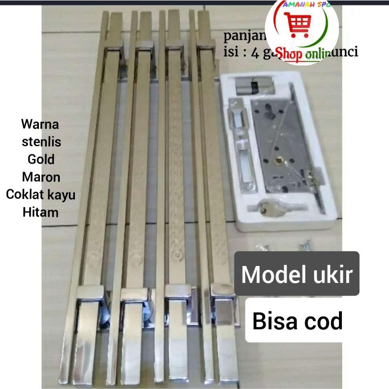 Ready 5 WARNA / Handle pintu rumah 1 set Kunci - Pegangan pintu Panjang 45cm 60cm