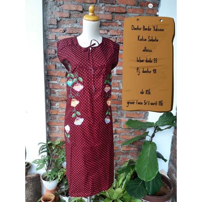 Daster Bordir Yukensi All Size Bahan Katun Sabata All Size (M-L)