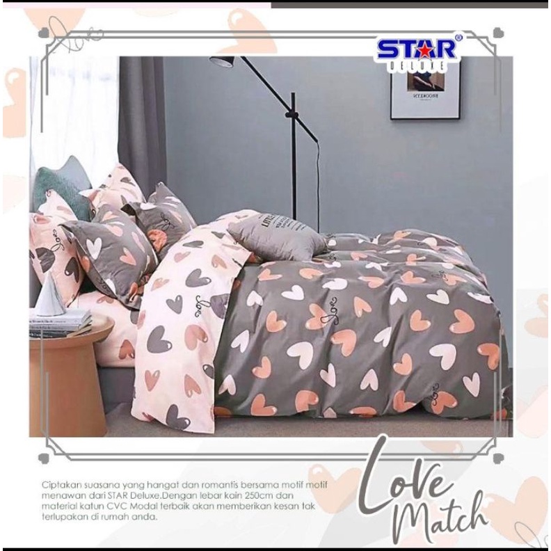 SPREI KATUN CVC PREMIUM LOVE MATCH | SPREI KATUN HALUS  ANTI GESER