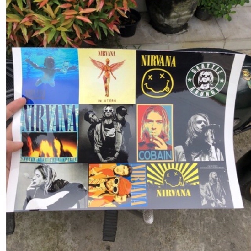 sticker pack band nirvana kurt cobain stiker tempel gitar laptop hp tumblr helm motor kulkas