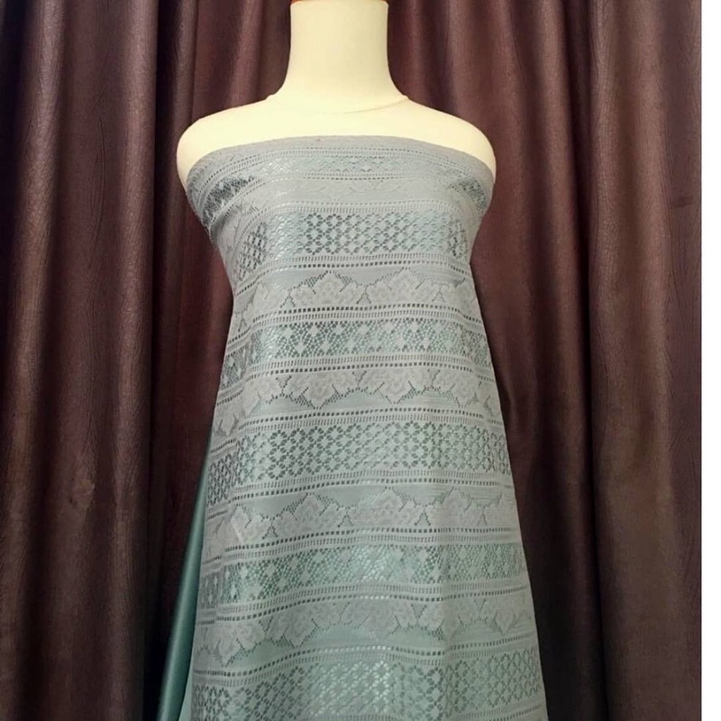 Kain Brukat Brokat Bahan Gamis Lace Crown Warna Green Tea