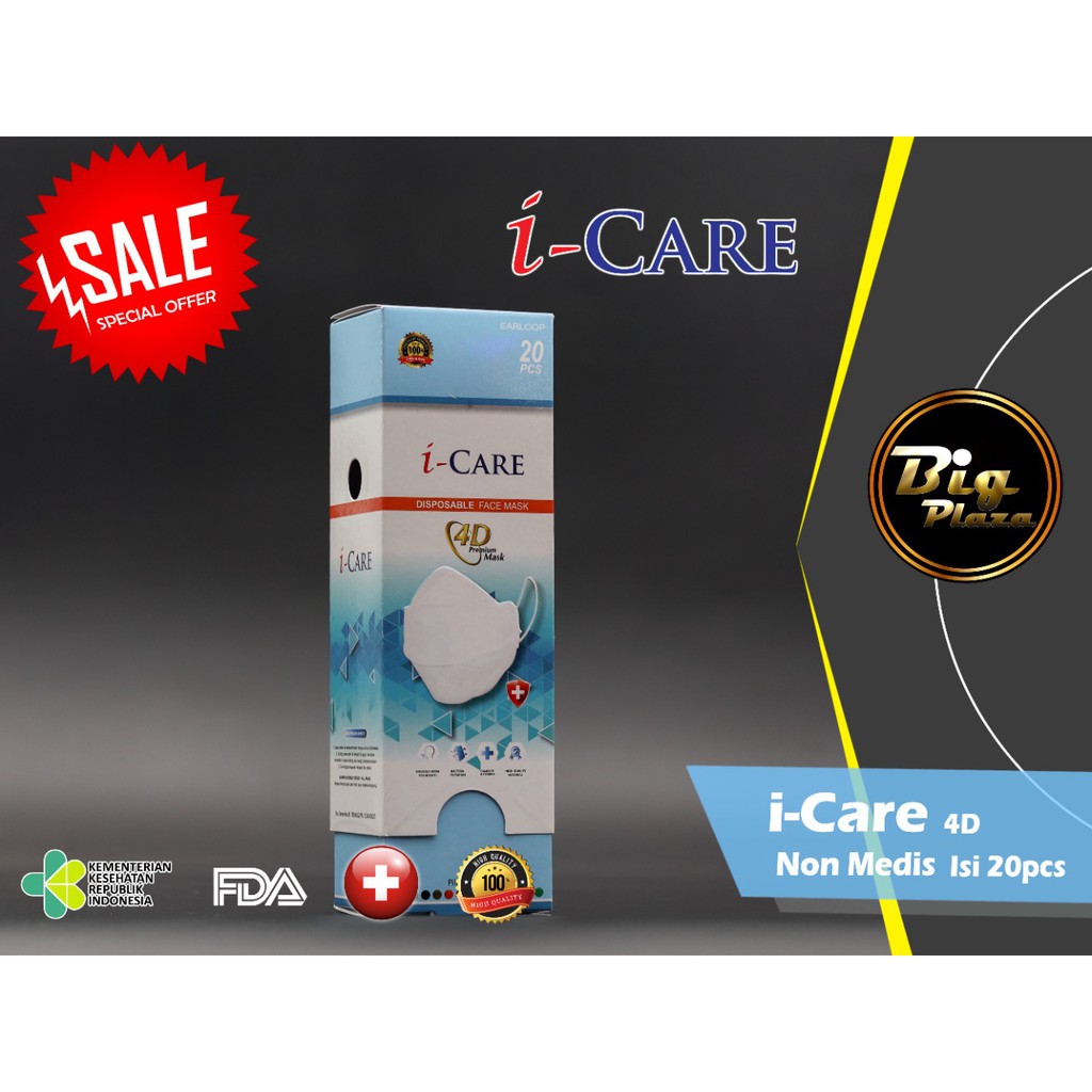 Masker EVO 4D PLUSMED 3Ply i-Care isi 20 Pcs Premium Mask Icare - Big Plaza