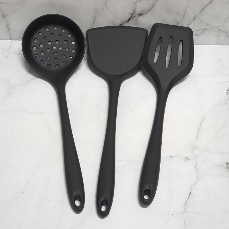 Silicone cooking utensil spatula set BLACK SERIES