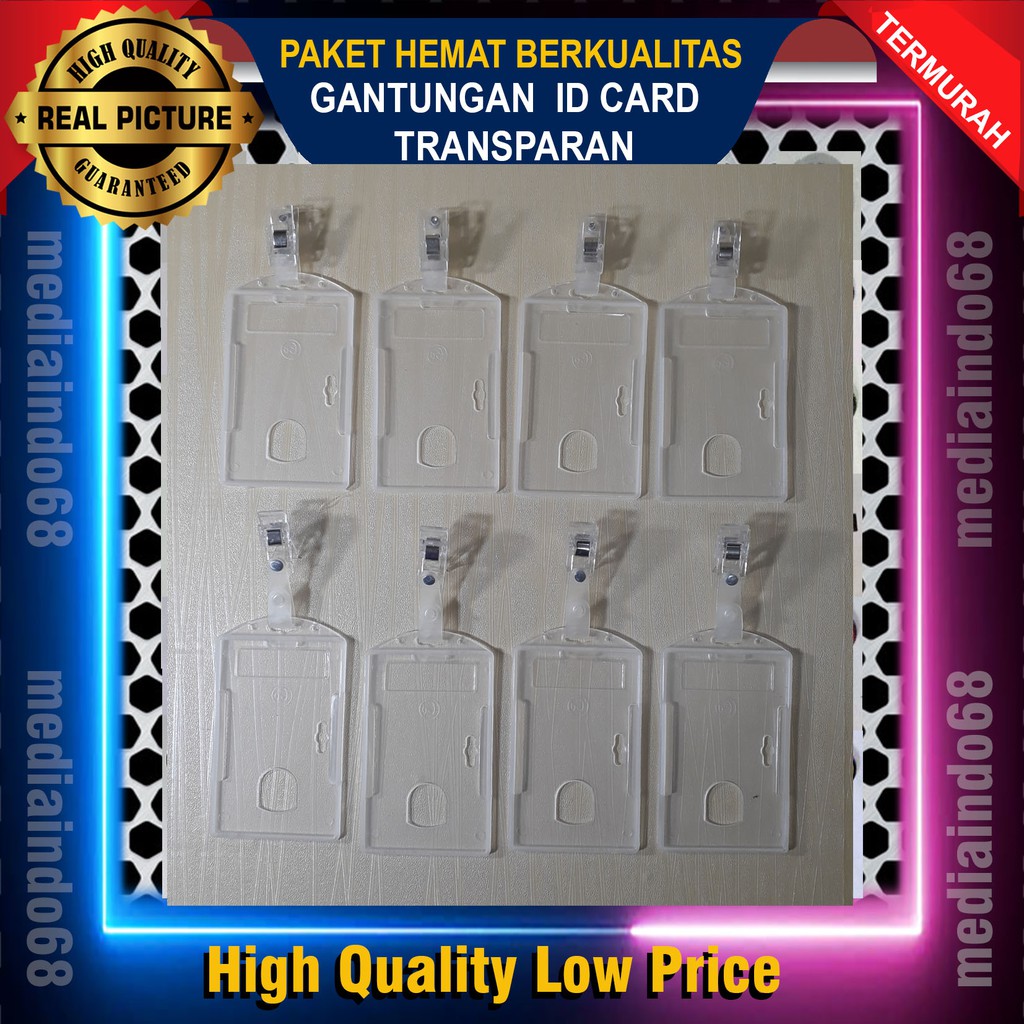 

Gantungan ID Card 1set/Name tag/Tempat ID Card Transparan Bening