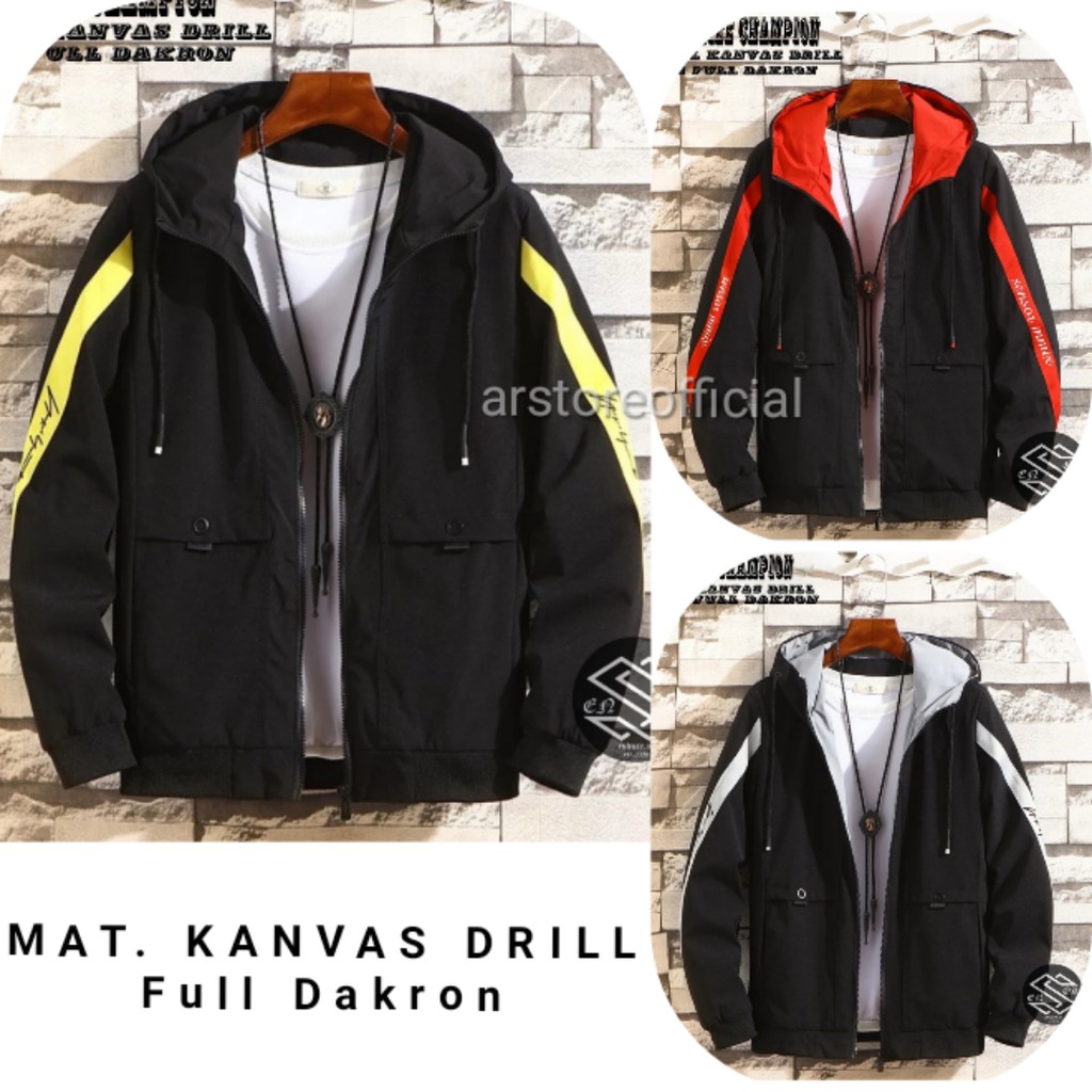 Jaket Champion Hoodie Mat Canvas Drill Premium Distro Sensor