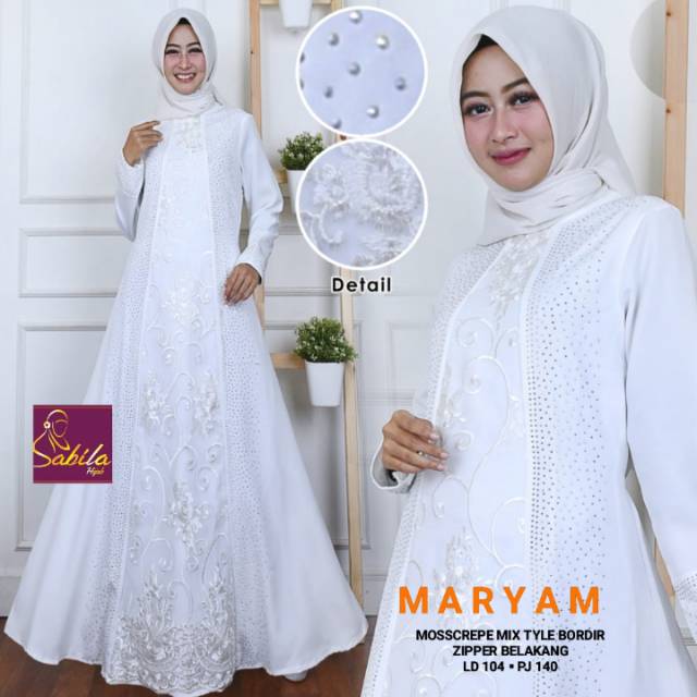 DRESS BRUKAT PUTIH JUMBO & STD - MARYAM ORIGINAL SABILA