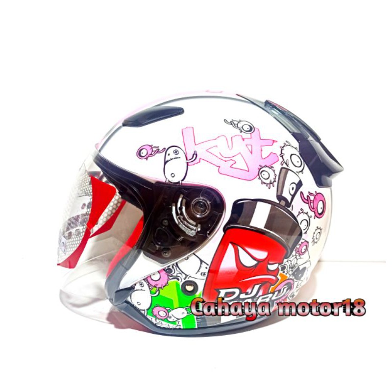Helm kyt dj maru motif seri 5 white pink