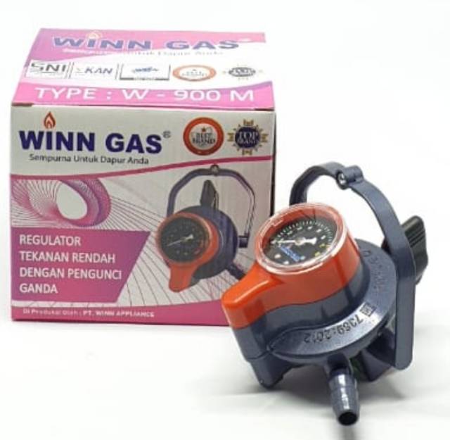 SET Winn Gas W-900M METER + Selang ORANGE 3 Lapis 2M + 2 Klem Kuping / Regulator Selang Kompor Gas