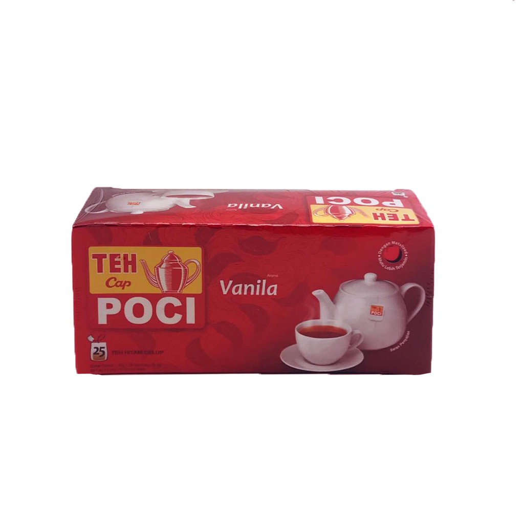 Teh Cap Poci / Teh Hitam Celup / Aroma Vanilla / isi 25 kantong