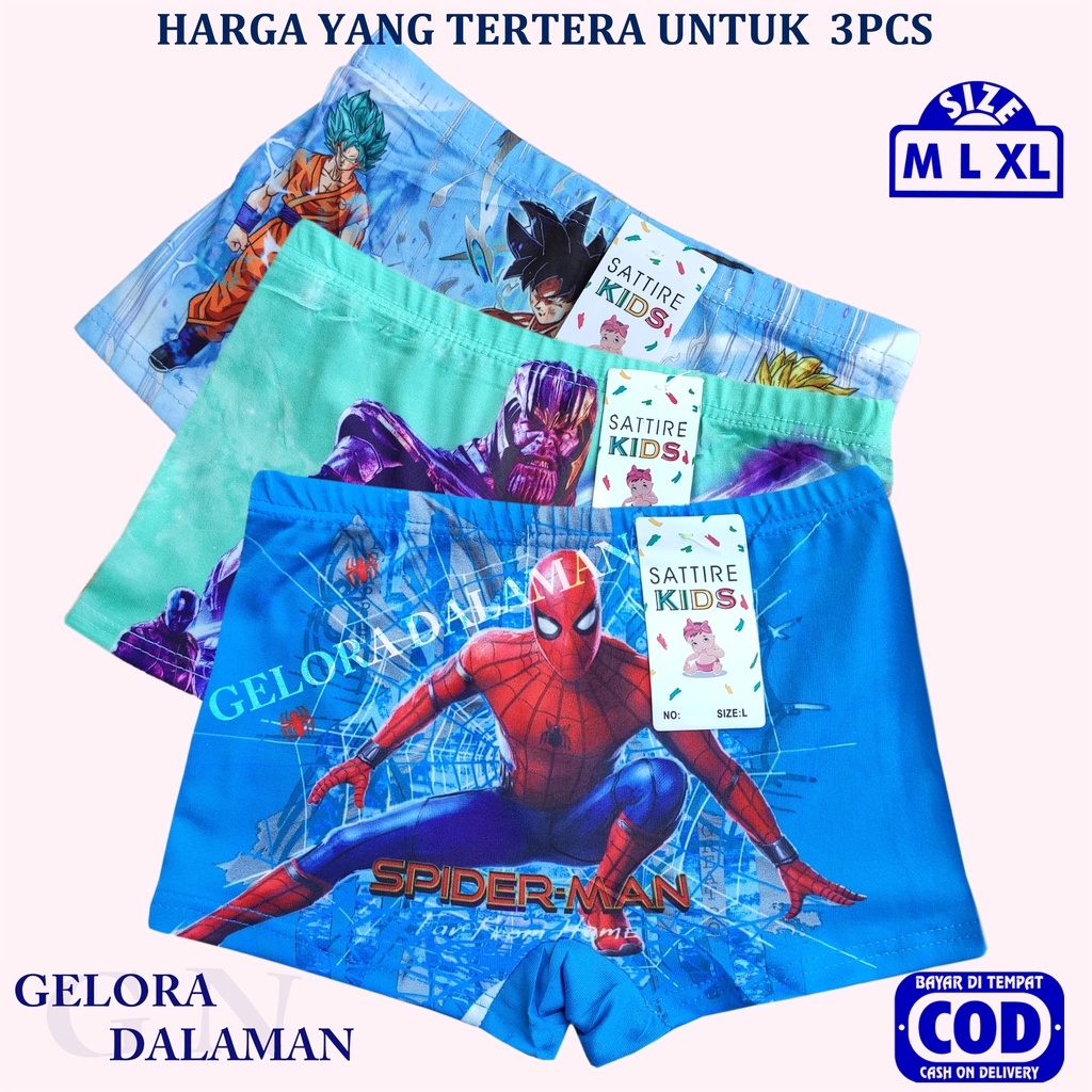 3 Pcs Celan Boxer Anak Laki Sempak Pakaian Dalam Boca