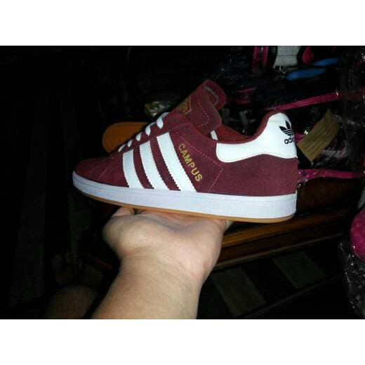 NYAMAN SEPATU CASUAL PRIA ADIDAS CAMPUS GRADE ORI / MERAH MAROON PUTIH BEST SELLER