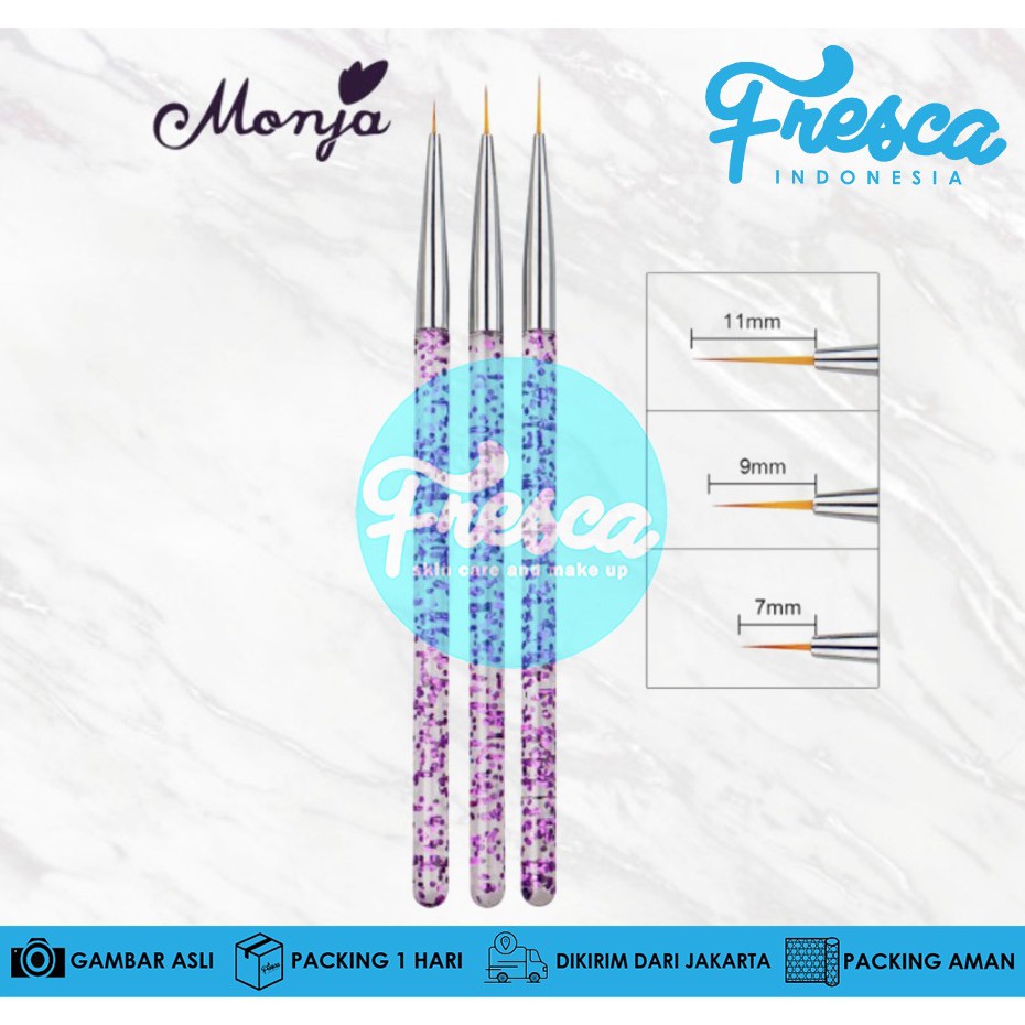 

3Pcs Nail Art French Lines Stripes Liner Painting Brush Flower Drawing Pen Pena Tarik Kuku Tools BRU