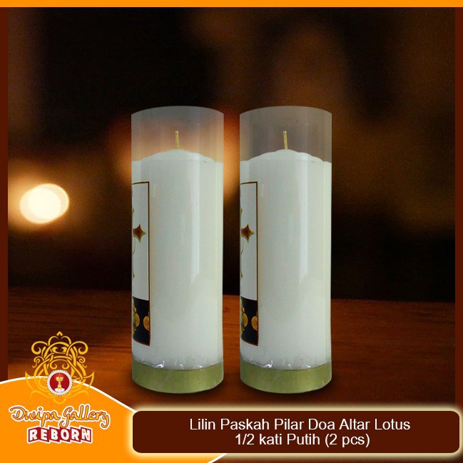 Lilin/Candle Puja Paskah Pilar Doa Altar Lotus 1/2 kati Putih (2 pcs)