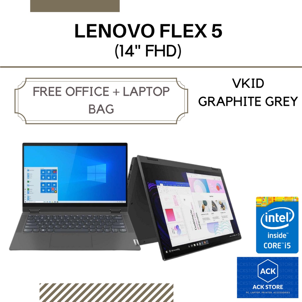 Lenovo Ideapad Flex 5-14ITL05 VKID i5-1135G7 16GB 512GBSSD 14FHD MX450,2GB W10H+OHS