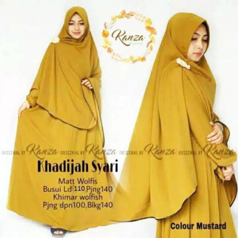 gamis syari khodizah set hijab+gamis-Kuning kubus