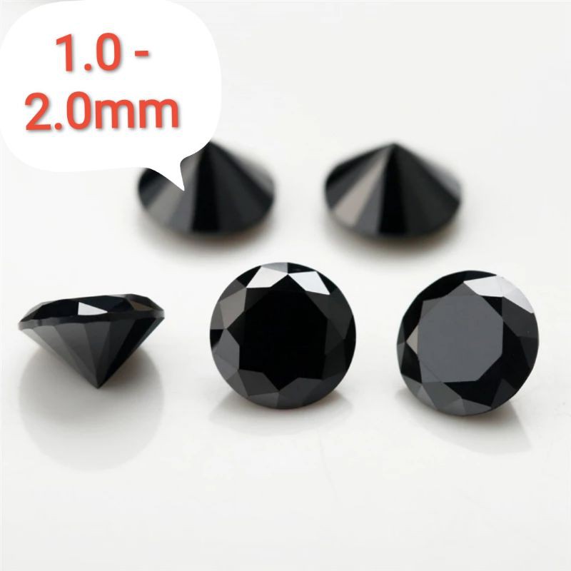 Black Diamond Zirconia 1 - 2MM hitam Per Gram Utk Perhiasan