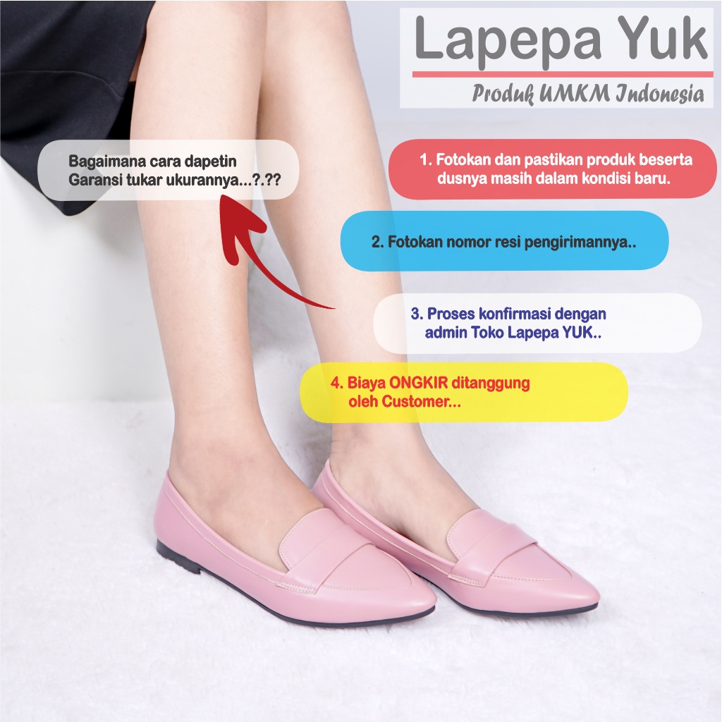 LAPEPA YUK - Sepatu Flat Shoes Wanita TITIAN ALL COLOR Untuk Kerja kantor Spatu Flatshoes Ballerina Cewek Kuliahan Jalan Santai Casual Empuk Nyaman Slop Lancip Warna Black Hitam Putih Selop Premium Original Kekinian Terbaru Shoes ORI Mall Official Store