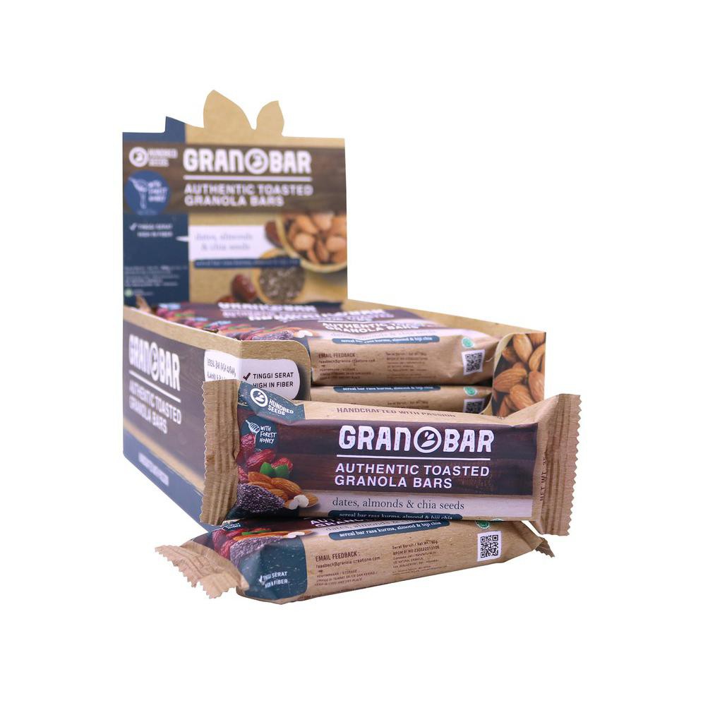 

{BISA COD} Granobar Dates, Almonds & Chia Seeds Granola Makanan I Snack - 16 Pcs TERJAMIN [Kode