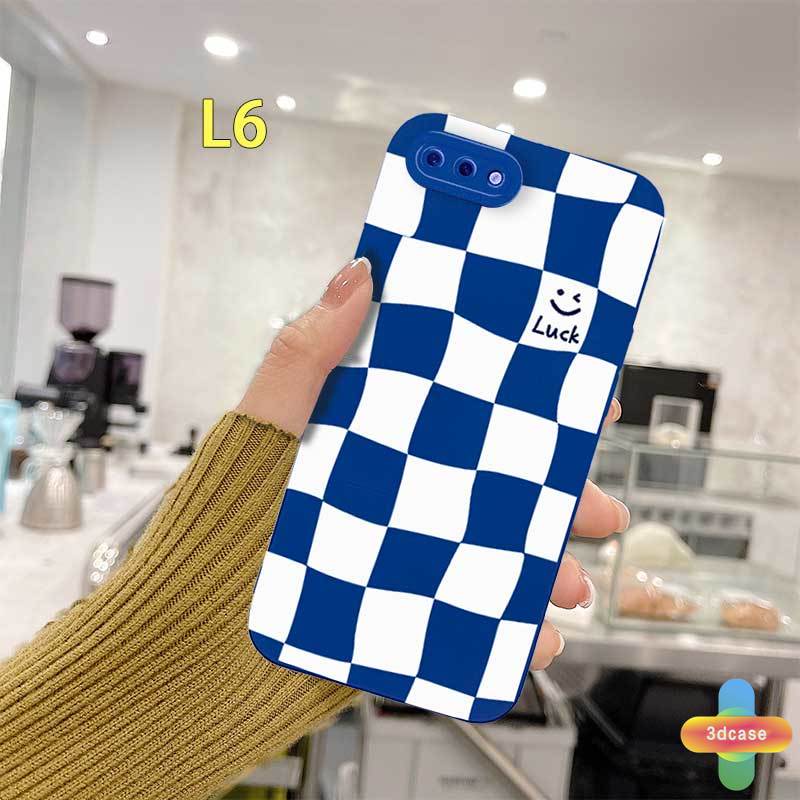 Casing OPPO A15 A54 A5S A3S A16 A95 A7 A5 A9 A31 A53 2020 A12 A1K A16K A54S Reno 4 5F 4F A74 A15S A52 A11K A92 A35 A11 A93 A32 A72 A94 A53S F17 PRO A16S A12S Angel Eyes Soft Case Chessboard Luck Smiley Phone Case