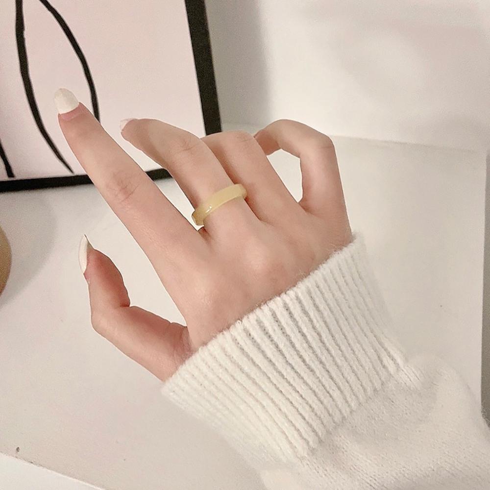 Agustinina Cincin Transparan Aesthetic Warna-Warni Minimalis Korea Tipis Untuk Hadiah Perhiasan Wanita