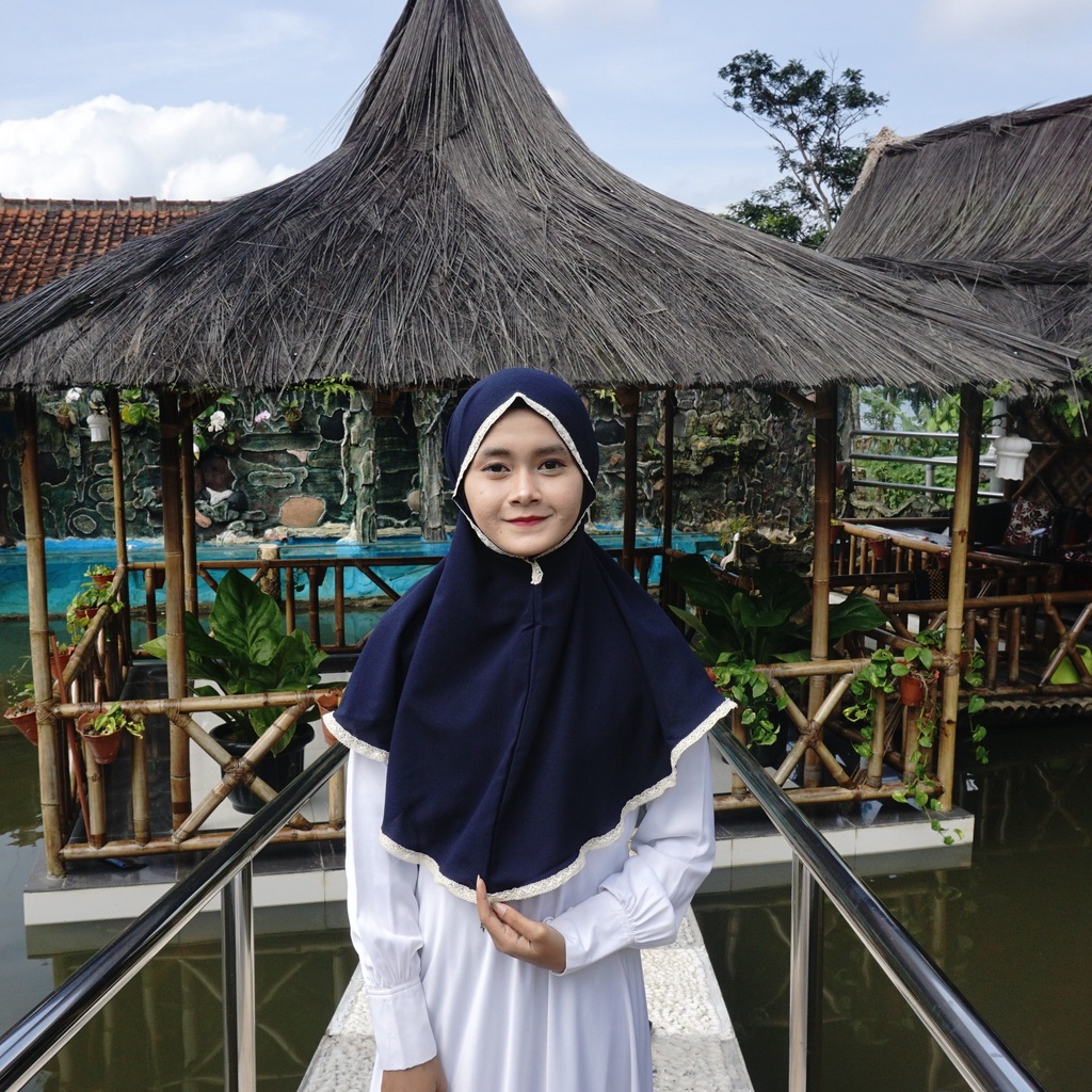 Jilbab Tali Renda Bergo Maryam Renda Atas Bawah Hijab Instan Wolfis
