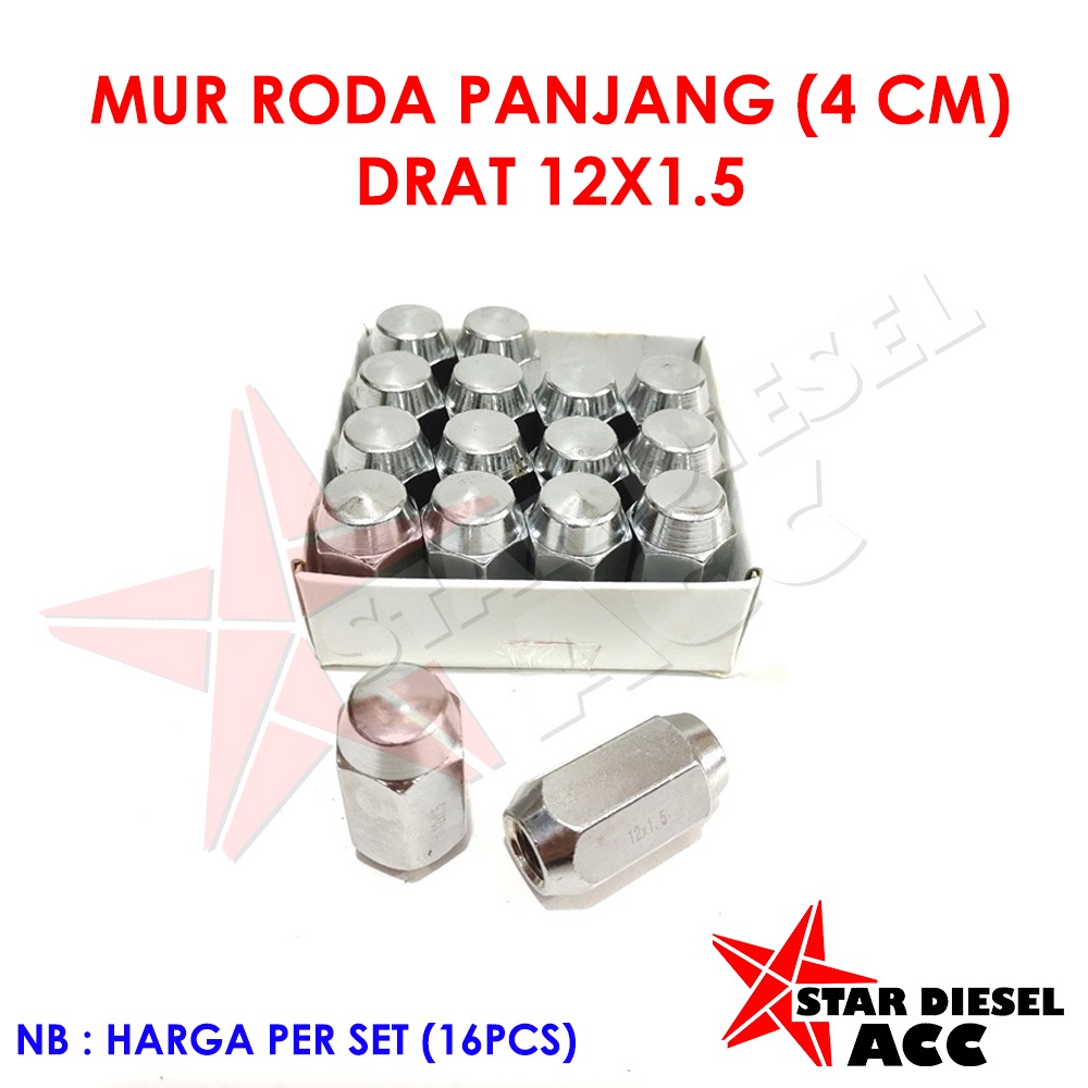 MUR RACING MOBIL DRAT 12X1.5 UKURAN 4 CM MUR RODA HILUX BAUT RODA FORTUNER MUR RODA ROCKY TAFT KATAN