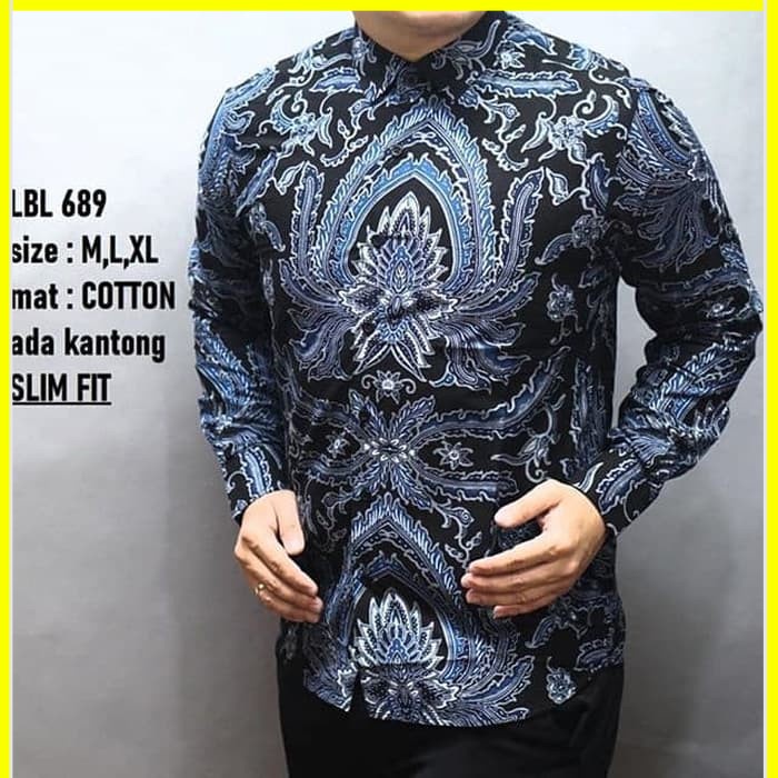 KEMEJA PRIA BATIK LENGAN PANJANG HEM BAHAN KATUN HALUS 40S LBL 689 MEWAH PREMIUM BAJU ELEGANT SIZE M L XL SKU MS PENDEK JAKARTA PLATINUM