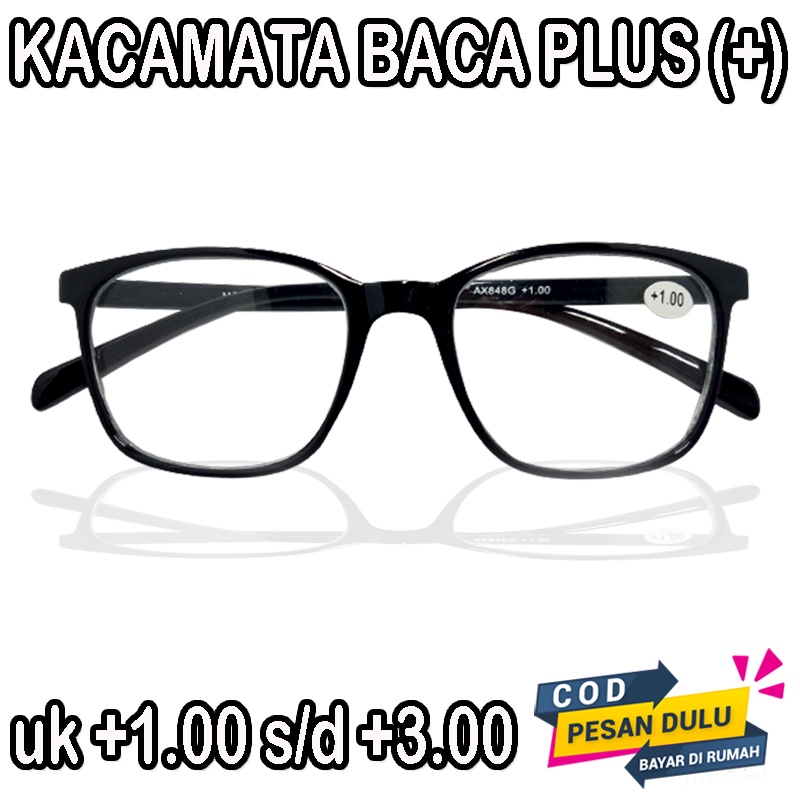 NEW! Kacamata Plus (+) Pria Wanita uk +1.00 s/d +3.00 Kaca mata Baca Lensa KACA Kacamata Rabun Dekat Fashion Korea Reading Glasses Unisex