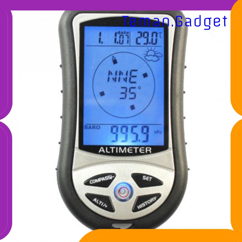 TG-ID076 MINI 8 IN1 LCD DIGITAL ALTIMETER BAROMETER THERMO COMPASS WEATHER FORECASTS TIME CALENDAR