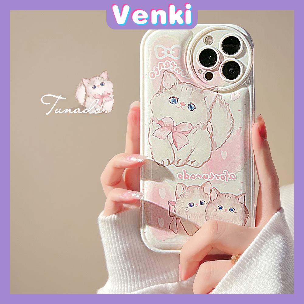 iPhone Case Silicone Soft Case Airbag Shockproof Protection Camera Pink Kitten Cartoon Cute Compatible For iPhone 11 Pro Max 13 Pro Max 12 Pro Max 7Plus xr XS Max