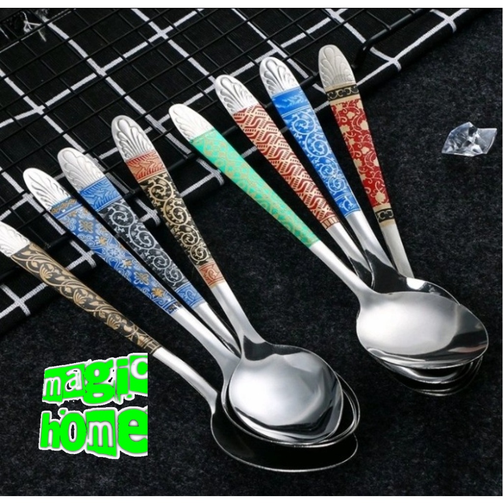 Sendok makan stainless motif batik set 1 lusin