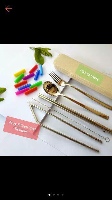 Sedotan Stainless & Korean Cutlery Set Box # Silver