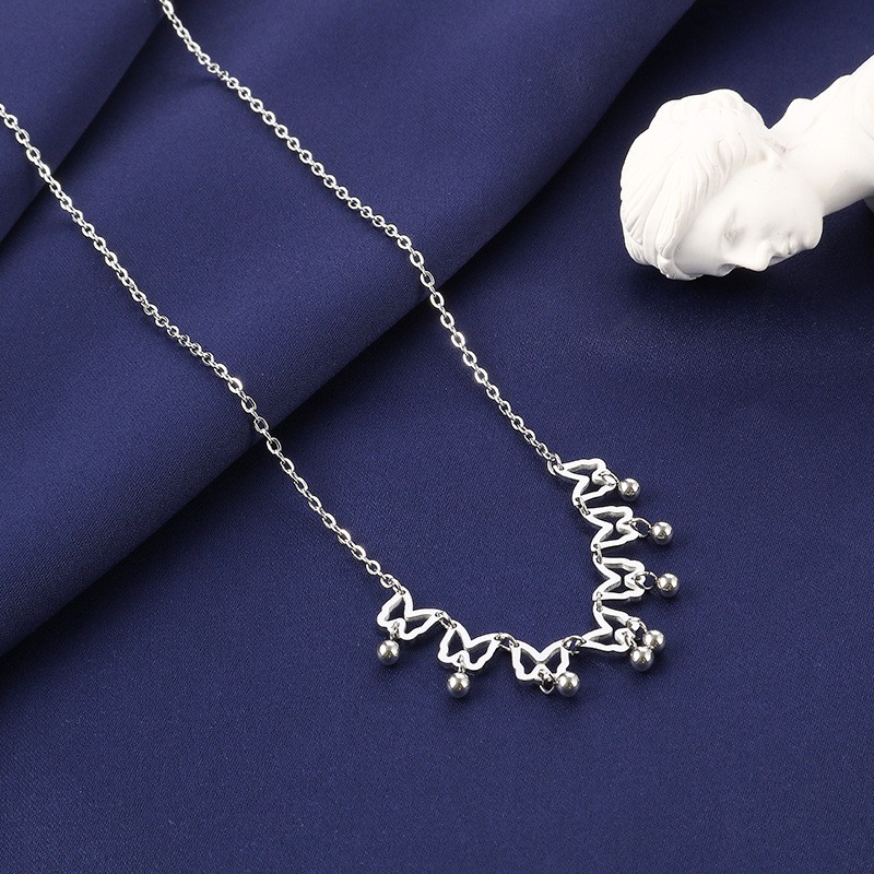 Kalung kupu susun titanium anti karat korean style model terbaru - ercassia