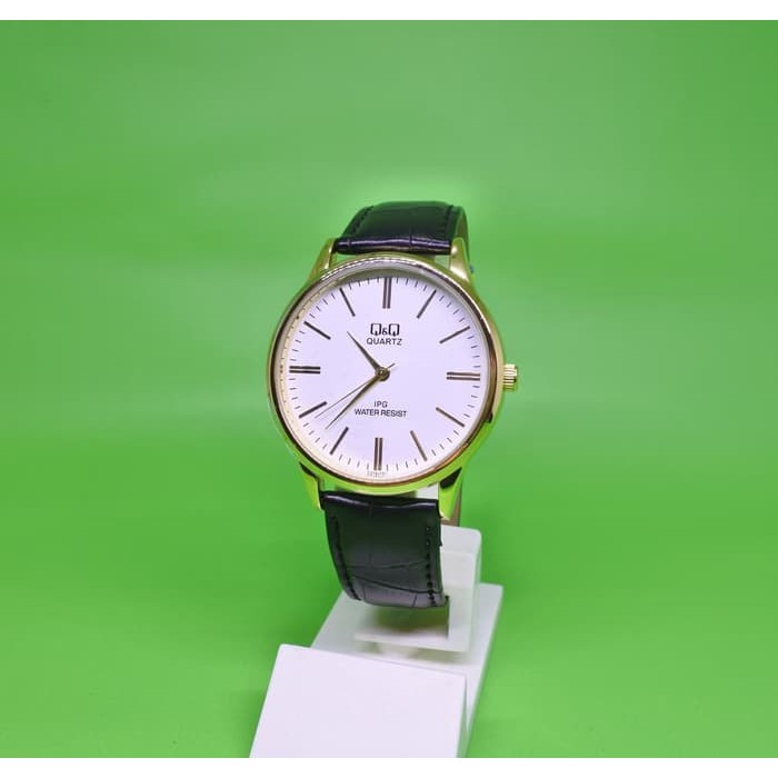 Q&Q QQ Jam Tangan Pria Wanita Kulit Hitam C214J101Y Original
