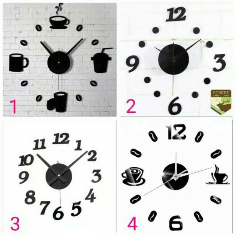 jam dinding  besar 3D DIY unik dekorasi hiasan dinding tempel ukuran 30-50 cm